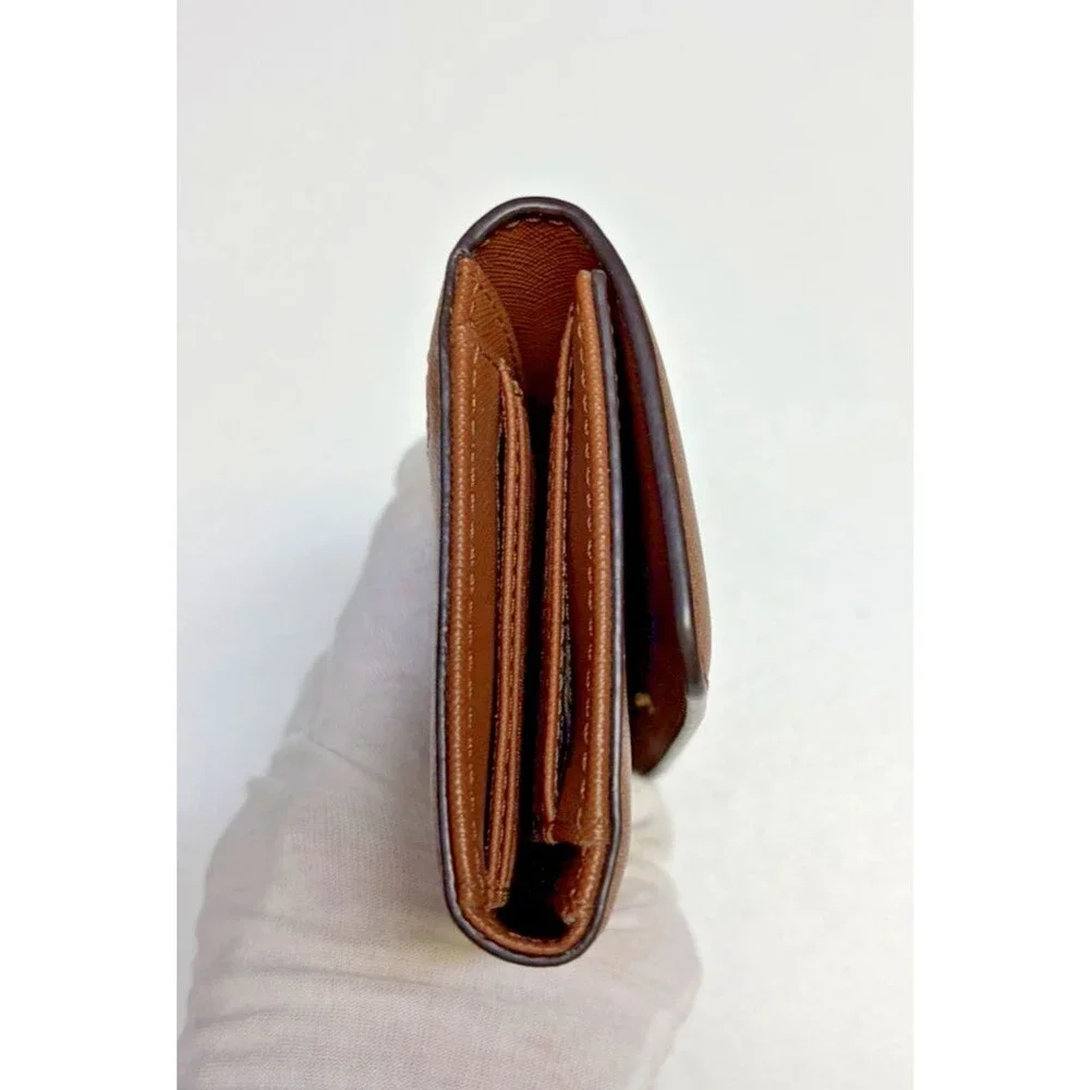 Michael Kors Jet Set Travel Tri Fold Leather Brown Wallet NWT